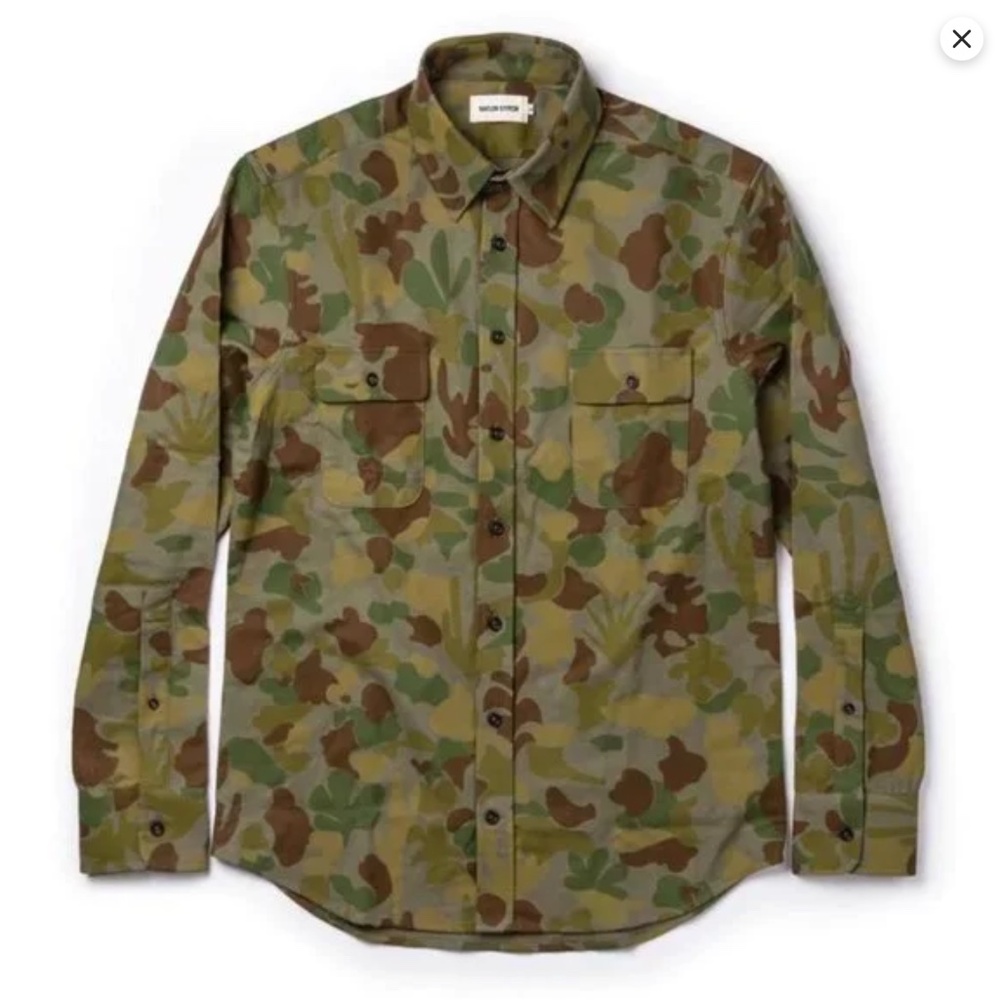 Taylor Stitch Yosemite Shirt In Arid Camo Organic Cotton Flannel Chamois Size 36